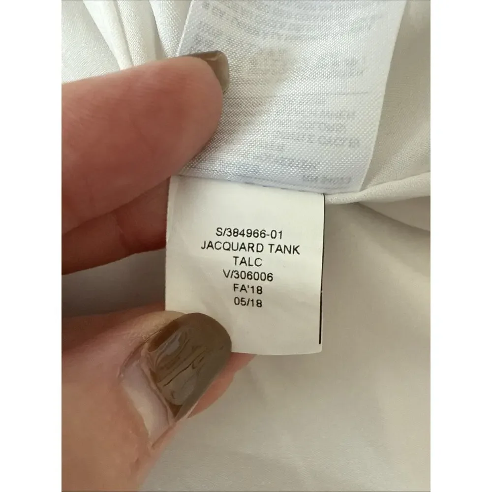 Banana Republic Womens 6 Neutral Chic Jacquard Tank Talc White Sleeveless Blouse